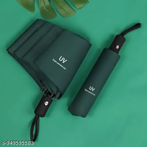 1Pc-Green, Portable Windproof Folding Umbrella for Men Women  3 Fold Automatic Open Close UV Protection Umbrella  Compact Travel Umbrella for Rainy & Sunny Weather