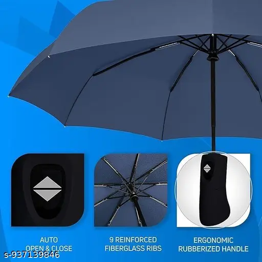 DEZYRE One-Click Auto OpenClose 3-Fold Travel Umbrella For Women, Men, & Kids, Sun & UV Protection Compact Lightweight Windproof Umbrella for Rain